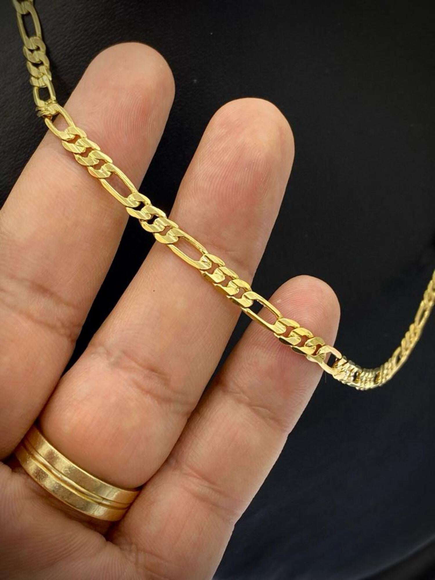 14K Gold Filled Figaro Link Chain Necklace 4mm 24" Mens Thick Jewelry Gifts
