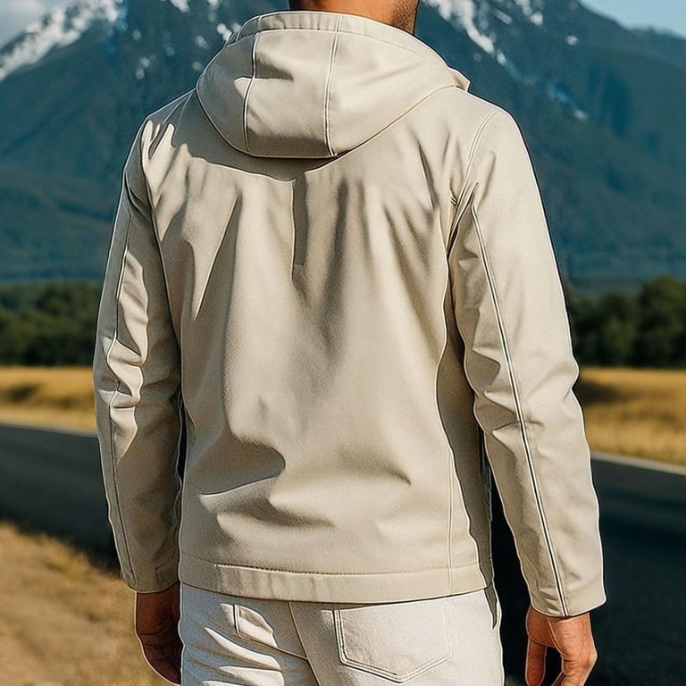 Waterproof Khaki Work Jacket Xysaqa Men's Lightweight Hooded