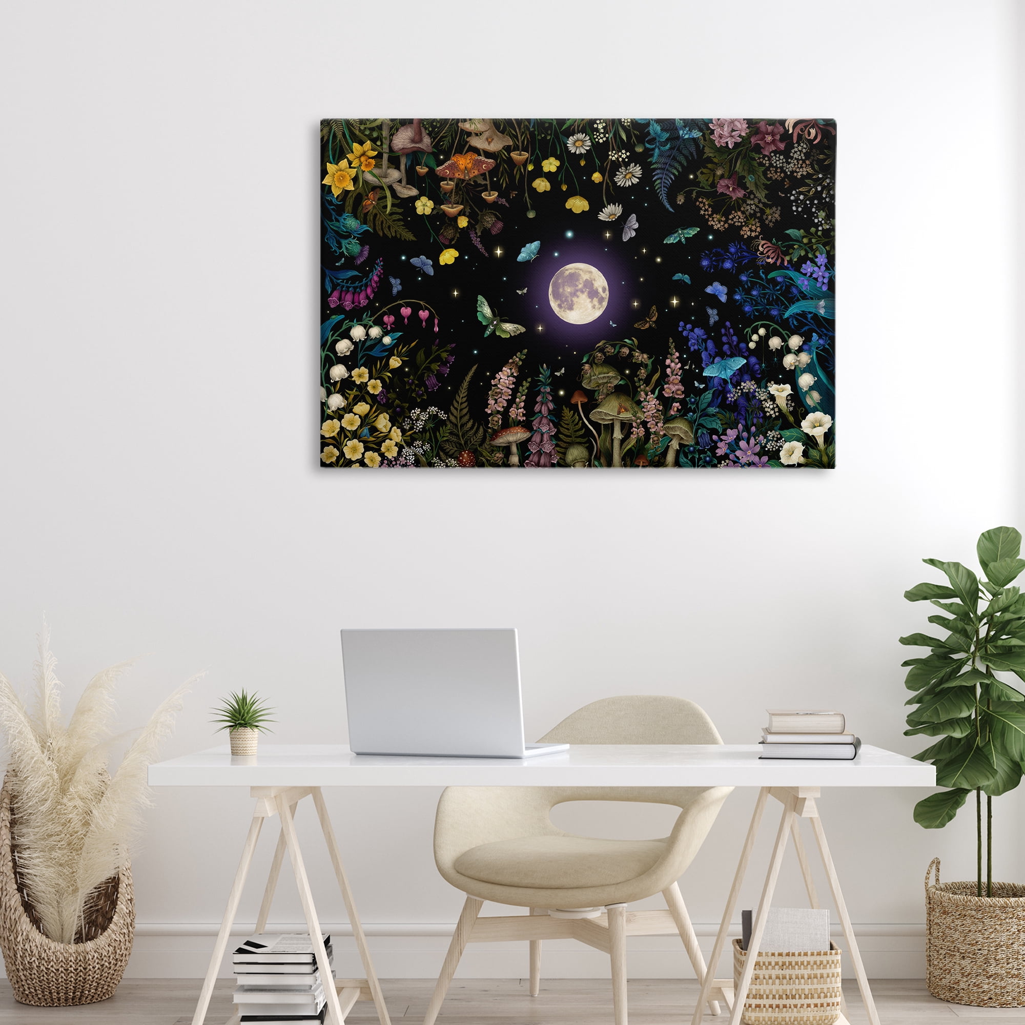 Stupell Industries Night Garden with Moth Canvas Wall Art, design by Episodic Drawings