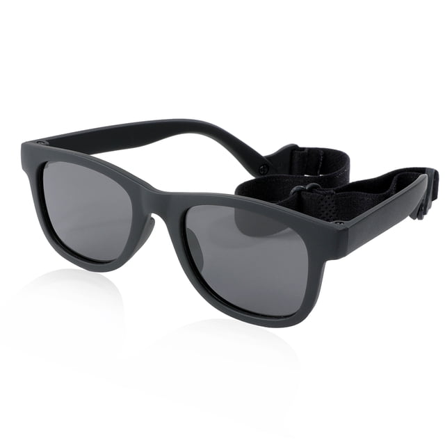 Guardurnaity Exquisita artesanía negra y cómodas gafas de sol polarizadas con cinturón para senderismo en la playa del bebé Lentes