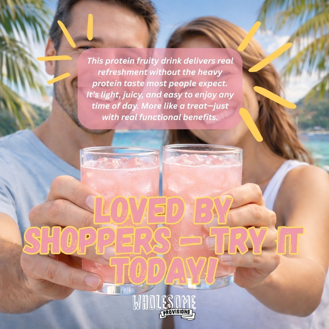 Protein Fruit Drink Mix, 15g Protein, Low Sugar, Collagen + Prebiotics, No Artificial Colors or Dyes, Refreshing by Wholesome Provisions(Pack of 5, Pink Lemonade)
