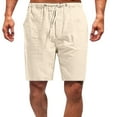 thumbnail image 2 of Charmgo Mens Shorts Clearance, Men's Casual Loose High Waist Drawstring Elastic Waist Solid Shorts with Pockets Mens Relaxed Shorts Casual Cargo Shorts for Men Beige XXXXL, 2 of 2