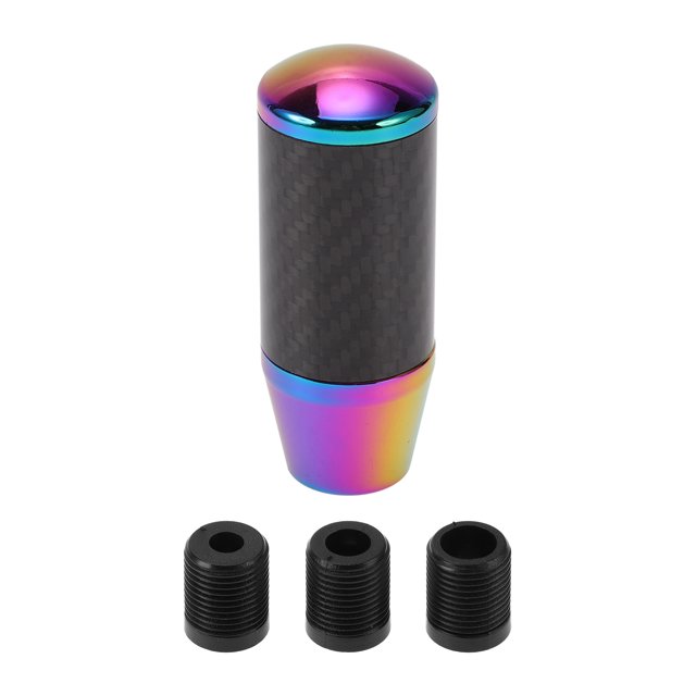 Perilla de cambio de coche Unique Bargains 9cm Perilla de cambio frontal universal para vehículos automáticos y manuales de fibra de carbono y aleación de aluminio multicolor con 3 adaptadores 1 set