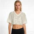 thumbnail image 4 of Women's Cropped Football Top Jersey, Ocasio #64 Fashion Jersey, Mesh Athleisure T-shirt for Streetwear & Game Day, S, 4 of 5