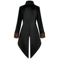 thumbnail image 6 of IROINNID Mens Trench Coat Savings Casual Gothic Coat Printed Steampunk Medieval Tailcoat Uniform Lapel Coat,Black, 6 of 9
