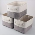 thumbnail image 4 of Small Storage Basket Set Of 3, Fabric Storage Boxes With Handle For Shelves, Closet, Toys (Foldable, Gray White), 4 of 9