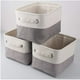 thumbnail image 4 of Juego de 3 cestas de almacenamiento pequeñas, cajas de almacenamiento de tela con asa para estantes, armarios, juguetes plegables, gris y blanco, 4 of 8