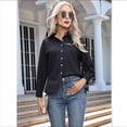 thumbnail image 4 of Camisas de Vestir de Larga con Botones para Mujer, Blusas de Oficina con Cuello Antiarrugas. Negro XXXL, 4 of 8