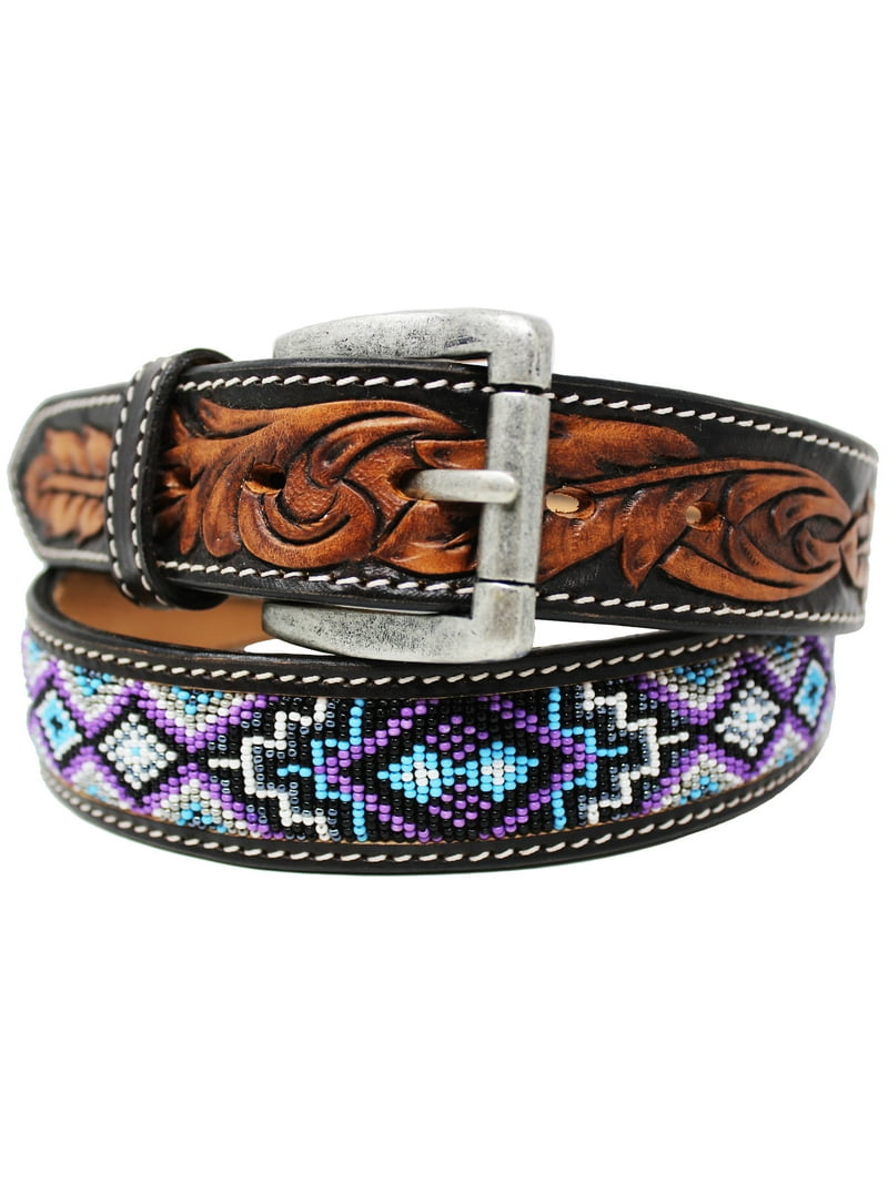 33-34 Men's Western Rodeo Heavy Duty Beaded Full-Grain Leather