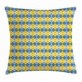 thumbnail image 1 of Yellow and Blue Throw Pillow Cushion Cover, Classical Argyle Pattern with Grid Rhombuses Bicolor Pattern, Decorative Square Accent Pillow Case, 18 X 18 Inches, Blue Pale Blue Yellow, by Ambesonne, 1 of 2