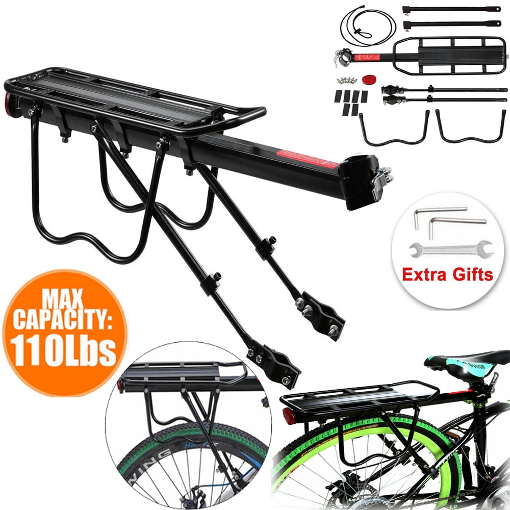 Adjustable Bicycle Carrier Rack Bike Luggage Rack for Back of Bike Aluminum Alloy 115 lbs Capacity Black Dirza Bike Cargo Rack Bike Rear Rack with Fender Full Quick Release 