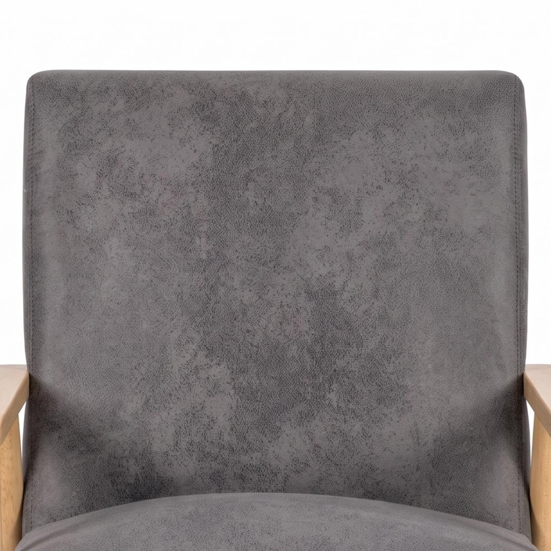 GDF Studio 25.38" Mid-Century Modern Armchair with Tapered Solid Wood Arms, Microfiber Upholstery, Gray