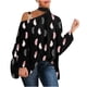 thumbnail image 2 of Puntoco, camisa informal para mujer, manga larga, cuello Halter, hombros descubiertos, blusa holgada con estampado de Polluer, tops Puntoco Puntoco-4233, 2 of 5