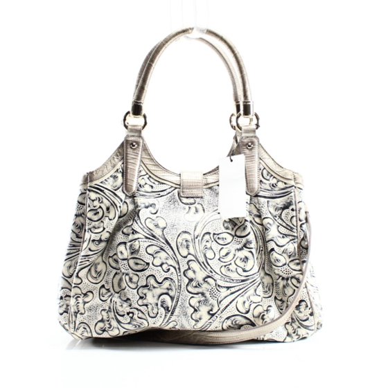 Brahmin - Brahmin NEW White Ivory Leather Floral Rhodes Hobo Shoulder ...