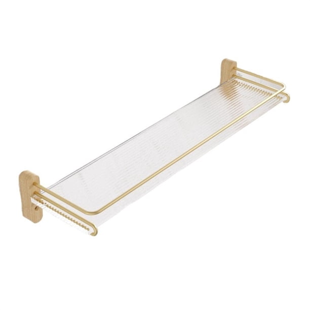 Estante de baño de pared con barandilla de acero inoxidable dorado, estante de ducha flotante desmontable