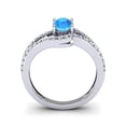 thumbnail image 4 of SuperJeweler 1.40 Carat Oval Shape Blue Topaz and Fancy Diamond Ring In Sterling Silver For Women, 4 of 6