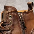 thumbnail image 5 of AUDeals Mens Leather High Top Combat Boots Water Resistant Lace Up Hiking Chukka Boots (Brown, 6.5), 5 of 9