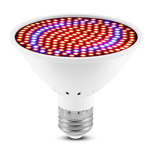 Toystoory Grow Light E27 Interior Sala de estar Sótano Planta de alta potencia Cultivo Azul Espectro rojo Lámpara IP42 Impermeable 85-265V Plántulas 126 Jardín y Patio 200 cuentas Toystoory HA011807-02