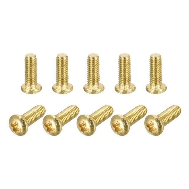 Unique Bargains M3x8mm Brass Machine Screws, Phillips Pan Head Fastener Bolts 16Pack