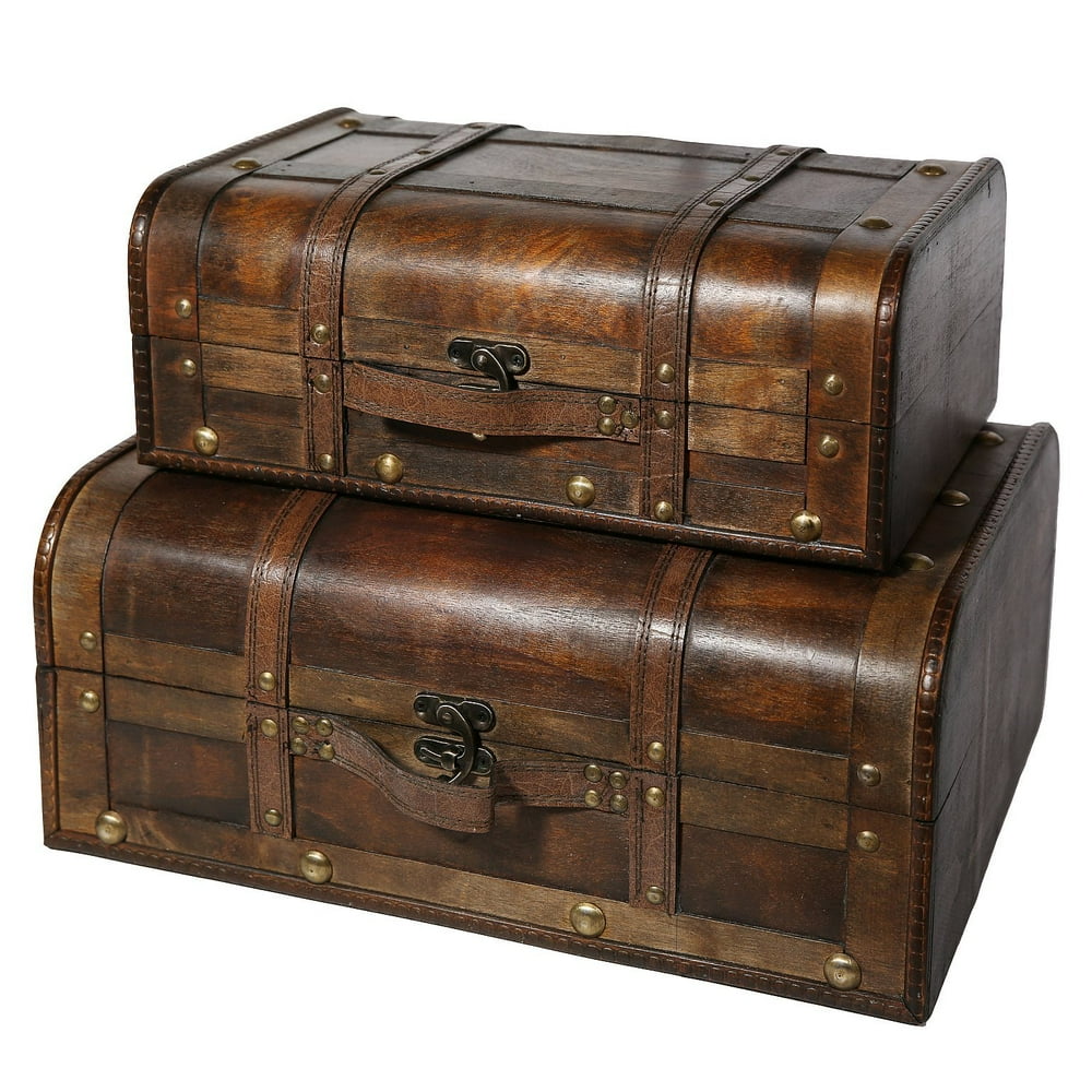 Soul & Lane Bentley Decorative Wooden Trunk Suitcases (Set