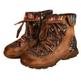 thumbnail image 2 of Miluxas Women Flower Embroidered Ankle Cowgirl Boots Square Toe Western Boots Chunky Heel Pull On Short Boots Khaki 9.5-10(42), 2 of 4