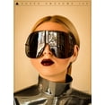 thumbnail image 2 of XXL Oversized Metal Rim Curved Monolens Shield Racer Sunglasses Gold - Brown, 2 of 9