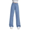 thumbnail image 2 of Wutalume High Waisted Jeans for Women Loose Straight Leg, Casual Trouser Style Denim Pants, Comfort Fit for Relaxed Everyday Wear,Sky Blue 2XL, 2 of 7