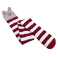 thumbnail image 4 of Littleforbig Cute Animal Coral Fleece Thigh High Long Striped Socks 2 Pairs (Red-black), 4 of 4