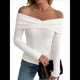 thumbnail image 2 of Suéter de Mujer con Hombros Descubiertos, Larga, Tejido, para Otoño, Ideal para Salir en Invierno. M, 2 of 10