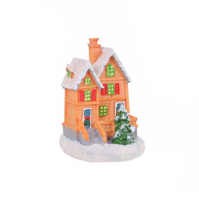 TIELUTT Décorations de Noël en Résine Cabane Colorée Ornements Lumineux de Table Ornement de Poulet Décorations de Sapins de Noël Ornement de Noël Flocons de Neige Ornement de Noël Daté Petit Ornement de Noël