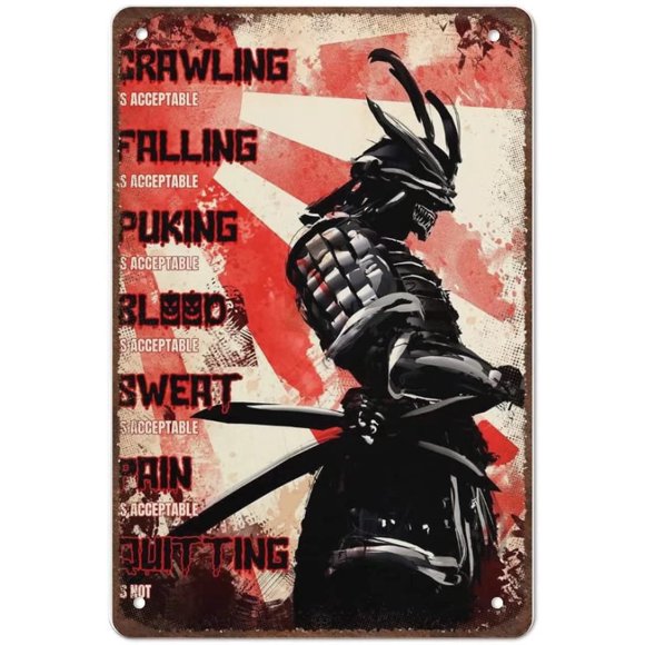 Durable Thick Collectable Metal Sign,Rules of Japanese Samurai Warrior Tin Sign,Vintage Funny Home Decor Tin Sign Retro Metal Bar Pub Poster,Size 8x12 Inch