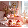 thumbnail image 2 of 3-Tier Serving Stand for Wedding Party | Heavy Duty Dessert Display Tower | Cupcake Fruit Candy Appetizer Holder | Green White Pink Decor | 13.38x9.84 Inches, 2 of 8