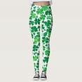 thumbnail image 2 of Mepaouo St. Patrick's Day Leggings High Waist Green Clover Leaves Tights Workout Yoga Pants Sizes S-2X, 2 of 5