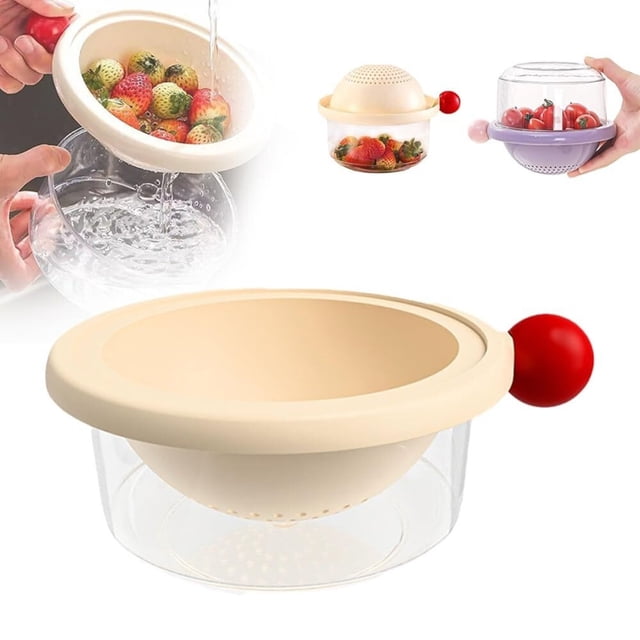 Cuenco for lavar frutas con colador, cesta de drenaje multiusos for lavar bayas, fresas, cerezas y uvas