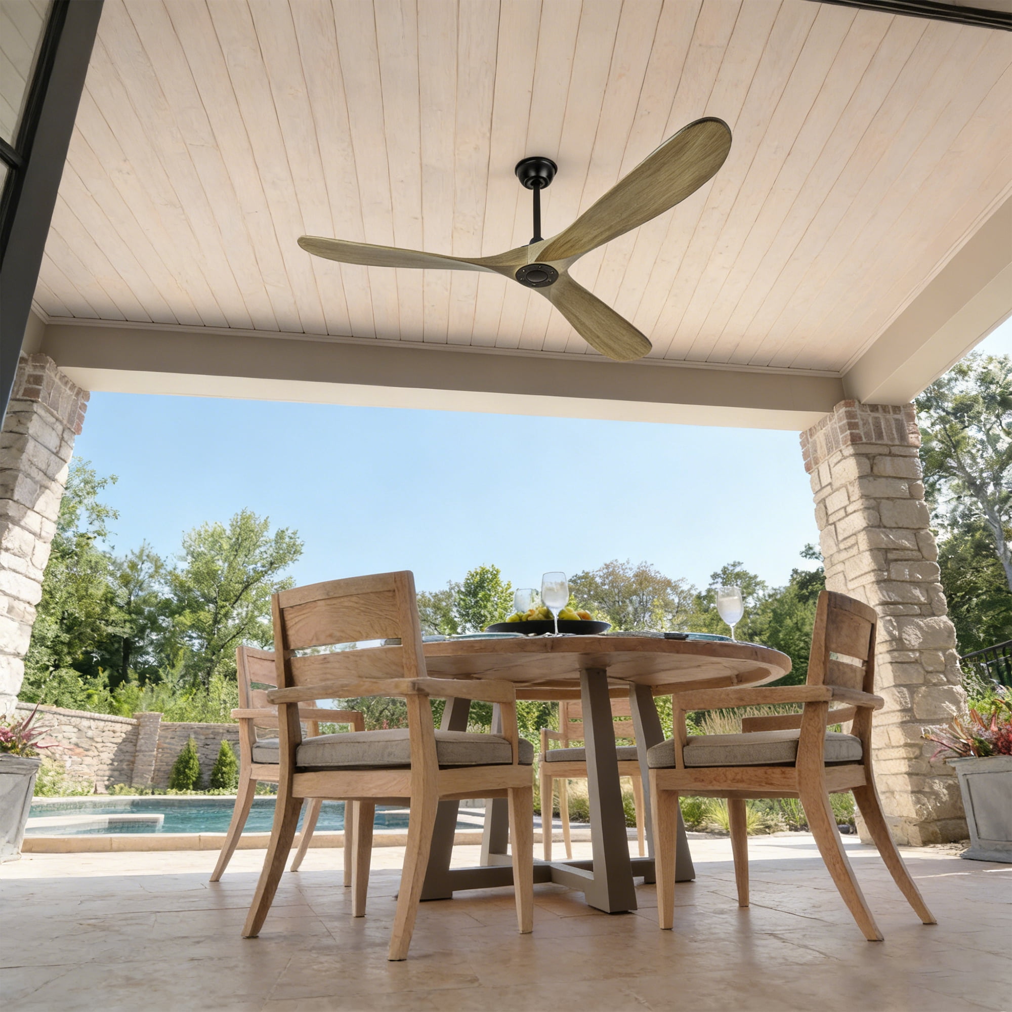 Ceiling Fan, 72 Inch Large Farmhouse Style Fan No Light for Household Indoor Room, Ash Brown