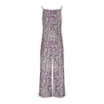 thumbnail image 4 of Casual Loose Overalls Jumpsuits For Women One Piece Sleeveless Printed Wide Leg Long Pant Rompers With Pockets Purple M, 4 of 5