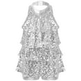 thumbnail image 3 of Traje de baile moderno para niñas, jazz, salsa latina, samba y rumba, top corto con lentejuelas brillantes metálicas y pantalones cortos con falda, culottes, 3 of 5