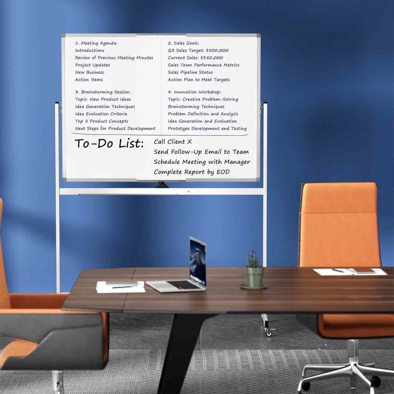 48x36 Large Rolling Whiteboard – Double-Sided, Magnetic, 360° Rotating – With Stand & Wheels 4 thumbnail image