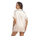 thumbnail image 5 of Trace Kasa Women Silk Satin Pajamas Set Soft Short Sleeve 2 Piece Pjs Button-down Silky Sleepwear, Size S-XL, 5 of 7