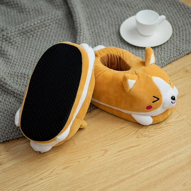 Pantoufles Corgi de dessin anim chaudes antid rapantes douces