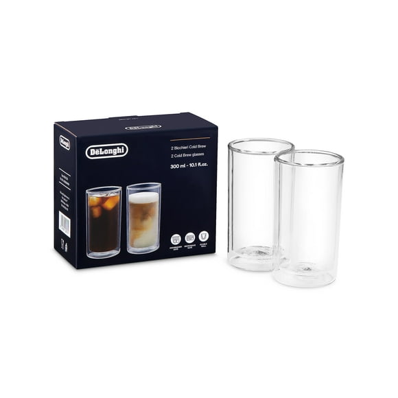 De'Longhi Double wall Cold Brew Glass Large, (10.1fl oz/300ml) Set of 2