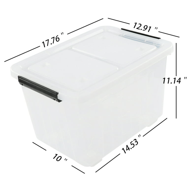 Leendines 30 Liter Clear Storage Box with Wheels, 4 Packs Large Plastic Bins