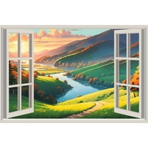 3D Peel & Stick Window Wall Decal | Vinyl Nature Illusion Mural | Removable Home Décor for Bedroom, Office & Living Room Pack Of 1