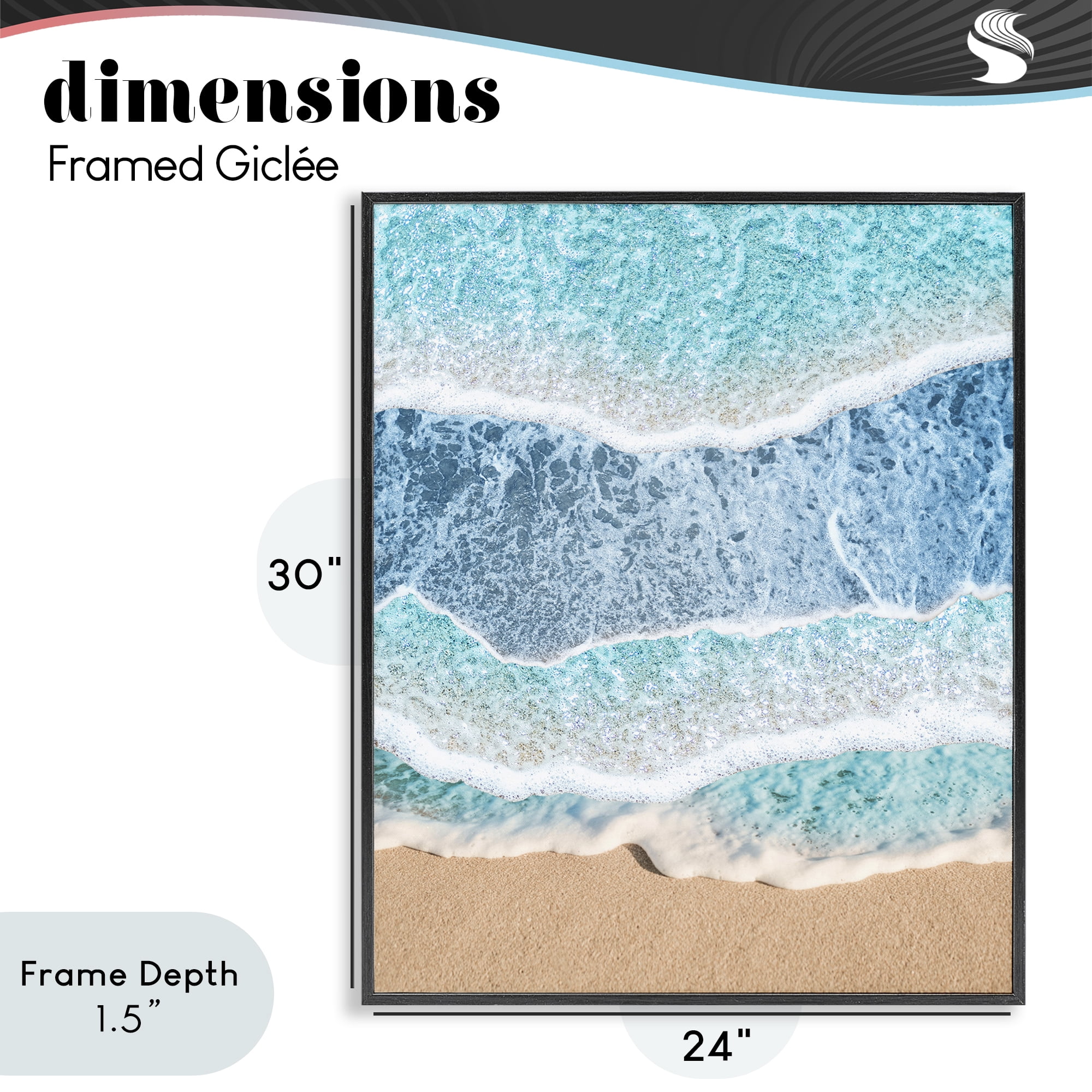 Stupell Industries Overlapping Shore Waves Black Framed Giclee Art, design by Jesse Keith