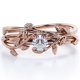 thumbnail image 1 of JeenMata Anillo de Bodas Solitario de Moissanita de Corte Redondo con Diseño de Enredadera de Hojas de 0,5 Quilates y 4 Puntas Engastado en Oro Rosa de 18 K sobre Plata, 1 of 5
