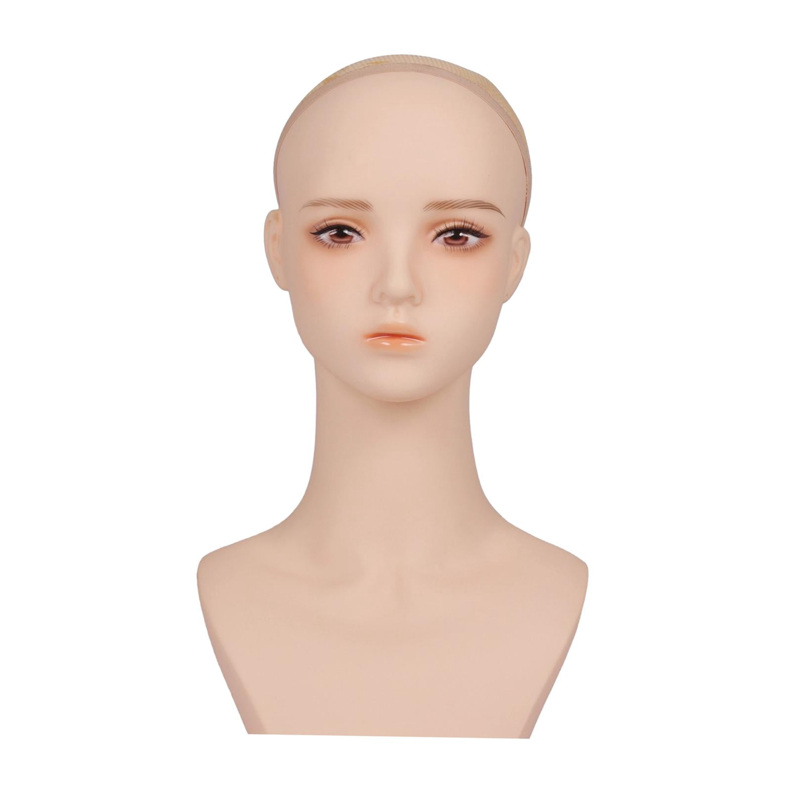 Toysmith Cosmetology Wig Holder Beauty Accessories Displaying Wig Display Female Mannequin Head with Shoulder for Hair Styling Cap Hat style A