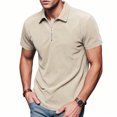 thumbnail image 4 of Summer Plus Size Tops for Men Fashion Solid Color Half Zipper Pullover Turn Down Collar Vertical Short Sleeve Shirt Undershirt, 4 of 9