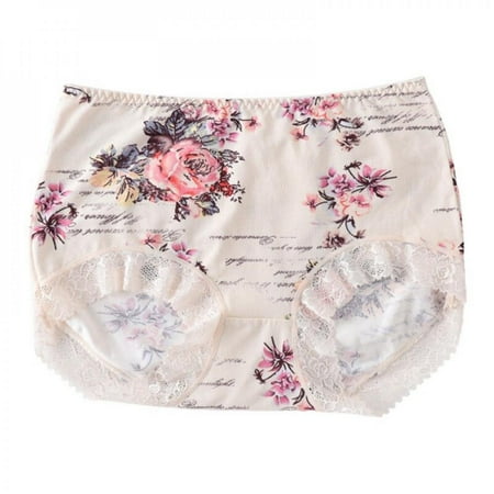 

Fantadool Traceless Lace Comfortable Cotton Panties Women s Stretch Breathable Midwaist-hip Panties Lace Print Ladies Triangle Underwear