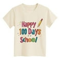 thumbnail image 4 of FAOWME Kid Girls Top 100 Days Of School Shirt For Toddler School T Shirt Kids Happy 100Th Day Tshirt Boys Girls Tees Tops Spring And Summer Clothes,Beige,3-4 Years, 4 of 4
