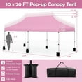 thumbnail image 3 of Costway 10 x 20FT Pop-up Canopy Tent Folding Instant Sun Shelter with 3 Adjustable Heights Pink, 3 of 10